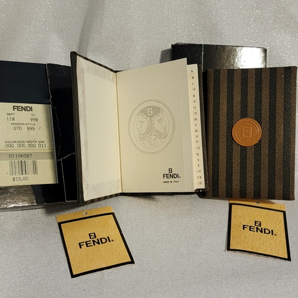 PAIR of FENDI Pequin Stripe Mini Address Books - Picture 6 of 9
